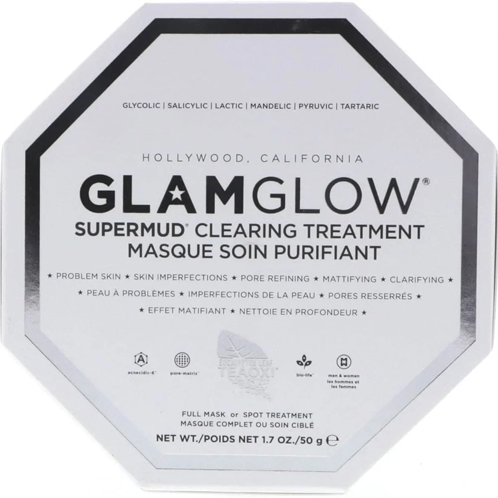 GLAMGLOW Supermud Clearing Mask 1.7oz Charcoal Acne Pore Detox NEW